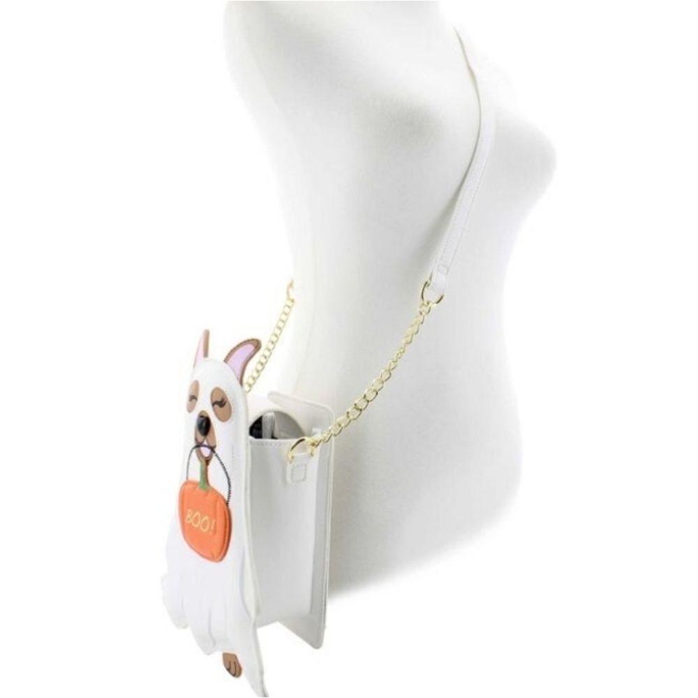 Betsey Johnson GLOW IN THE DARK GHOST DOG XOSPOOKY WHITE CROSSBODY NWT - Picture 10 of 12